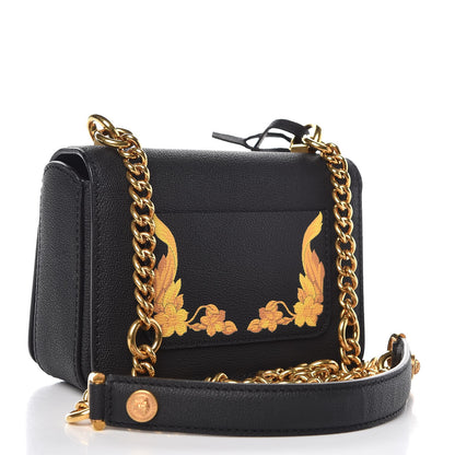 Versace Calfskin Barocco Printed Icon Small Shoulder Bag Black 3 of 8