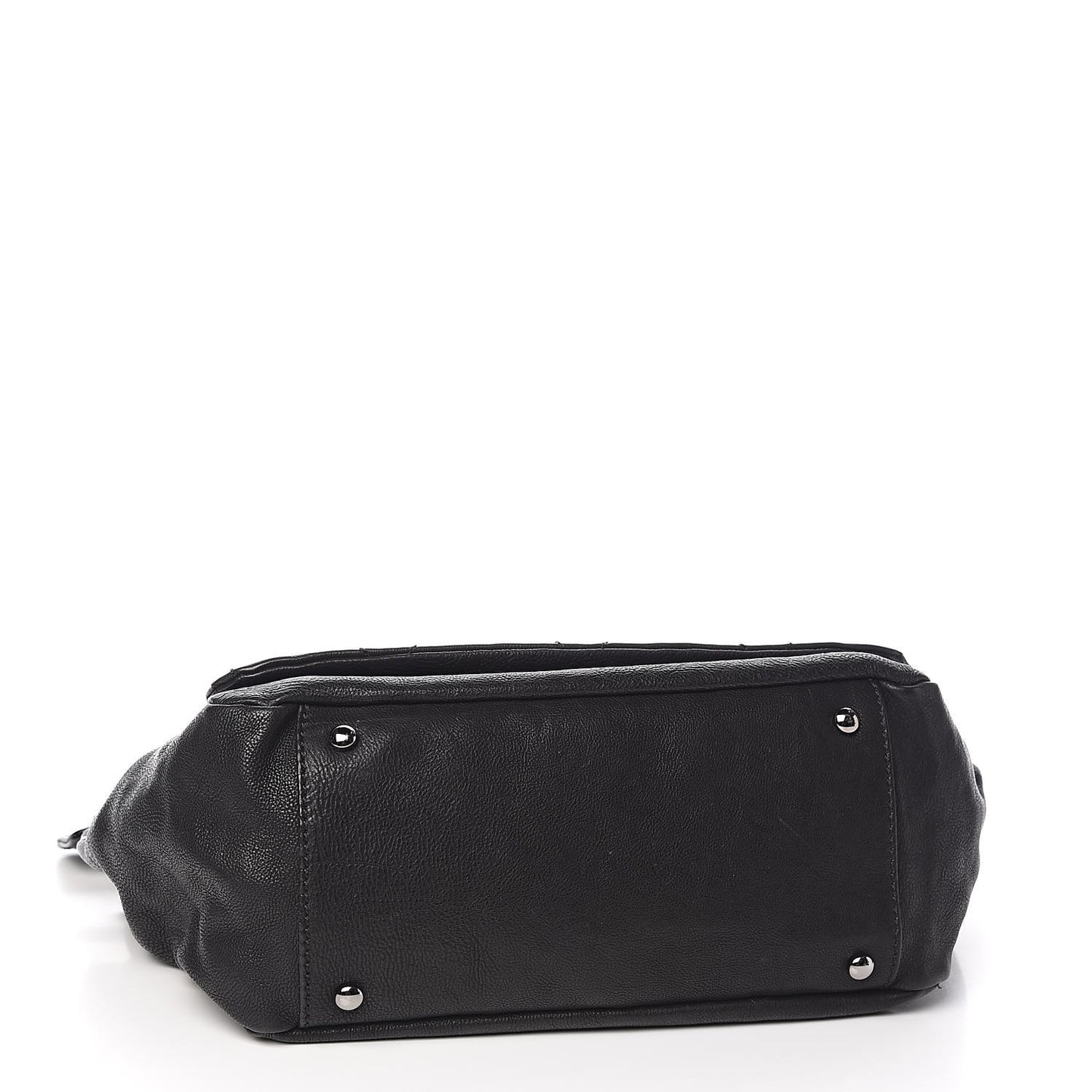 Calfskin Diamond Stitch Accordion Flap Black