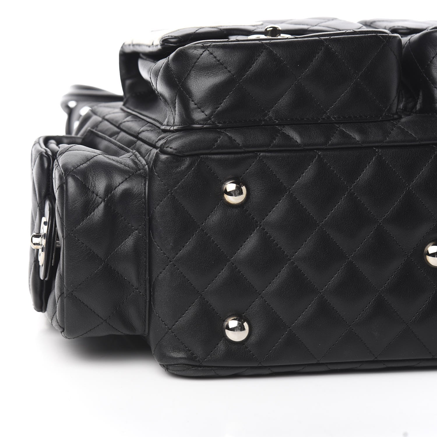 Chanel Calfskin Quilted Large Cambon Multipocket Reporter Black White 8 of 10