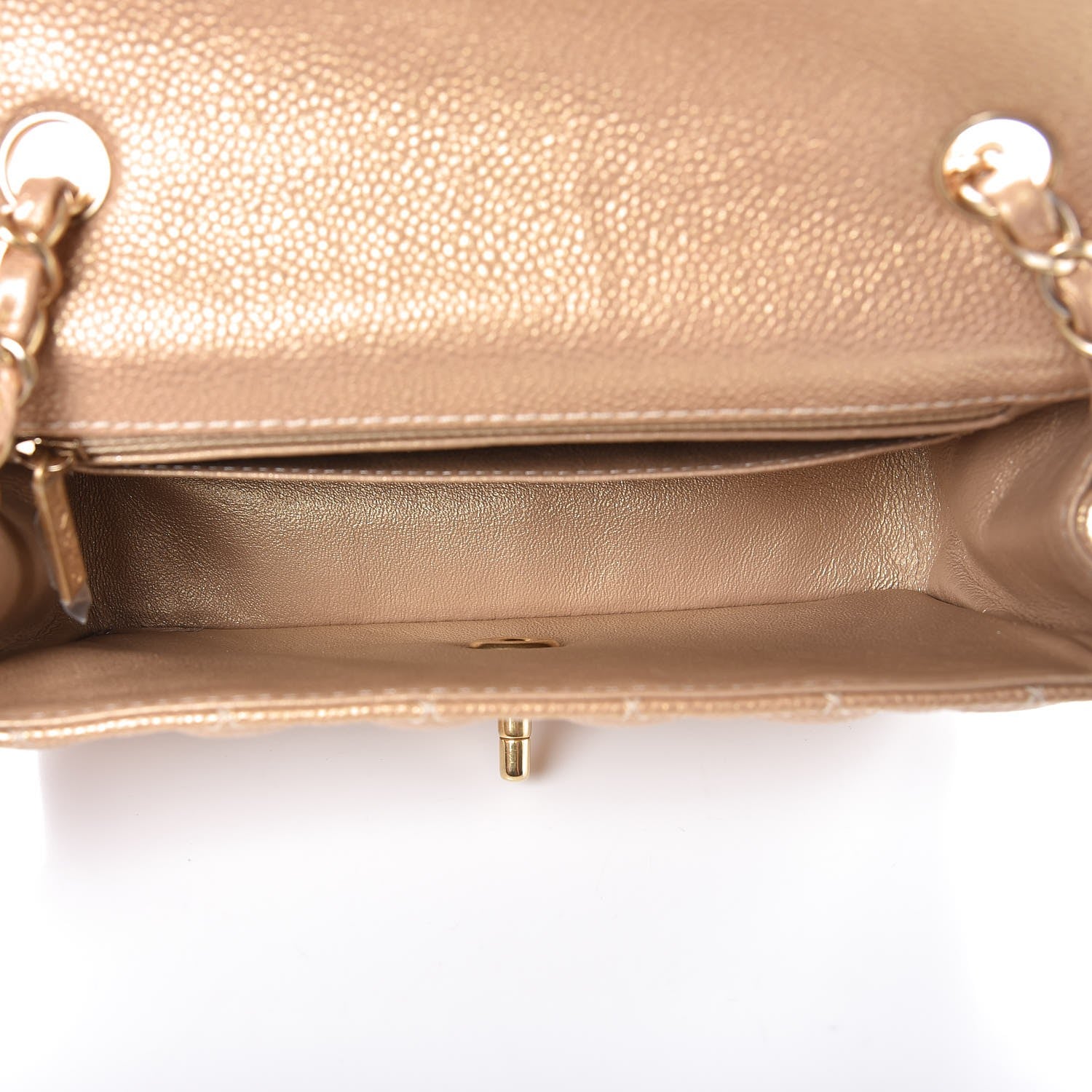 Chanel Pearly Caviar Quilted Mini Rectangular Flap Gold 6 of 17