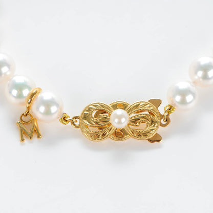 Mikimoto 18K Yellow Gold Akoya Cultured Pearl 7mm Strand Bracelet 4 of 6