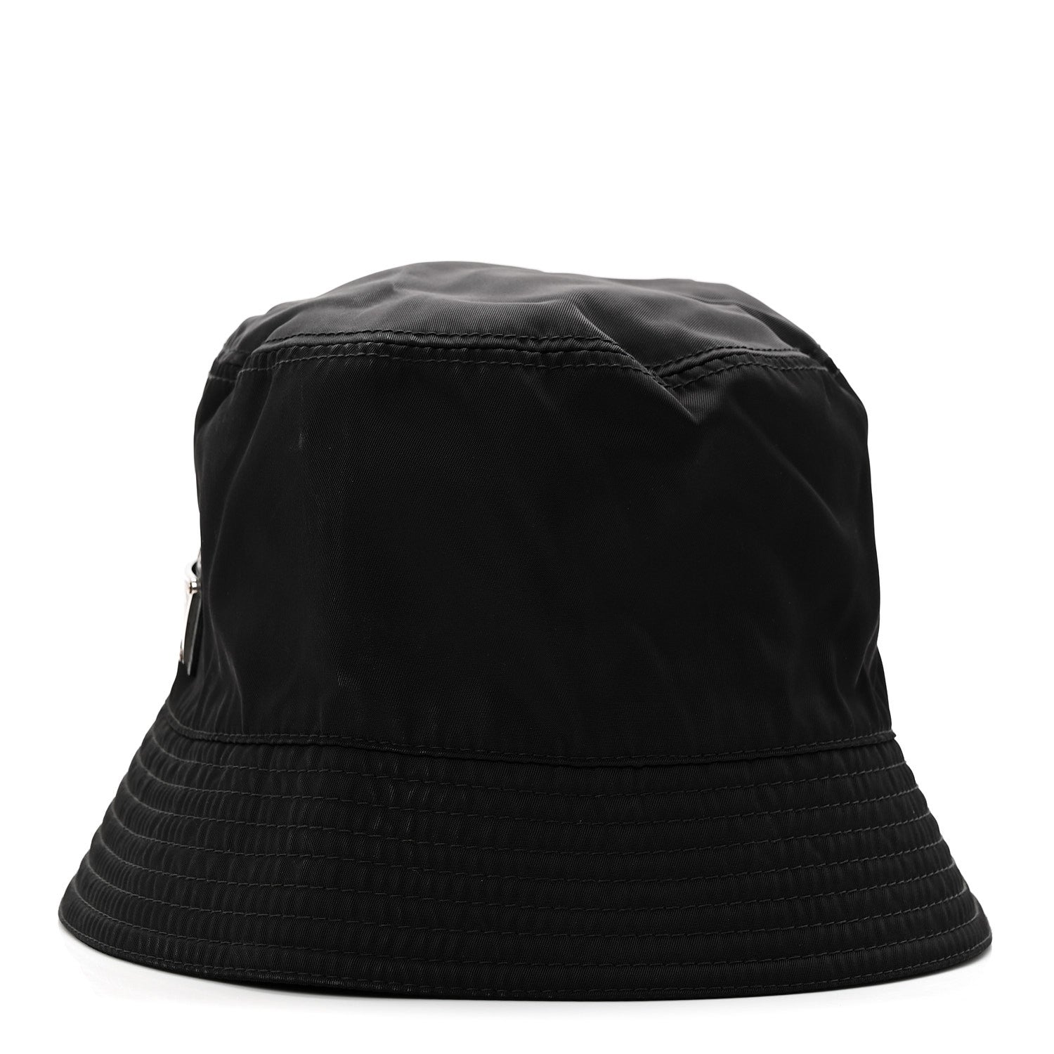 Prada Re-Nylon Metal Triangle Logo Womens Bucket Hat M Black 4 of 8