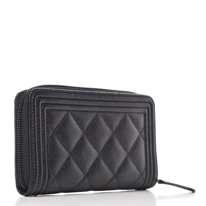 Chanel Caviar Quilted Small Boy Zip Around Wallet Black 3 of 9