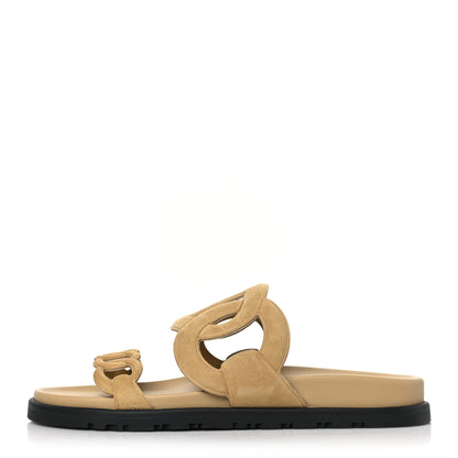 Hermes Suede Goatskin Extra Sandals 37.5 Beige Albatre 1 of 9