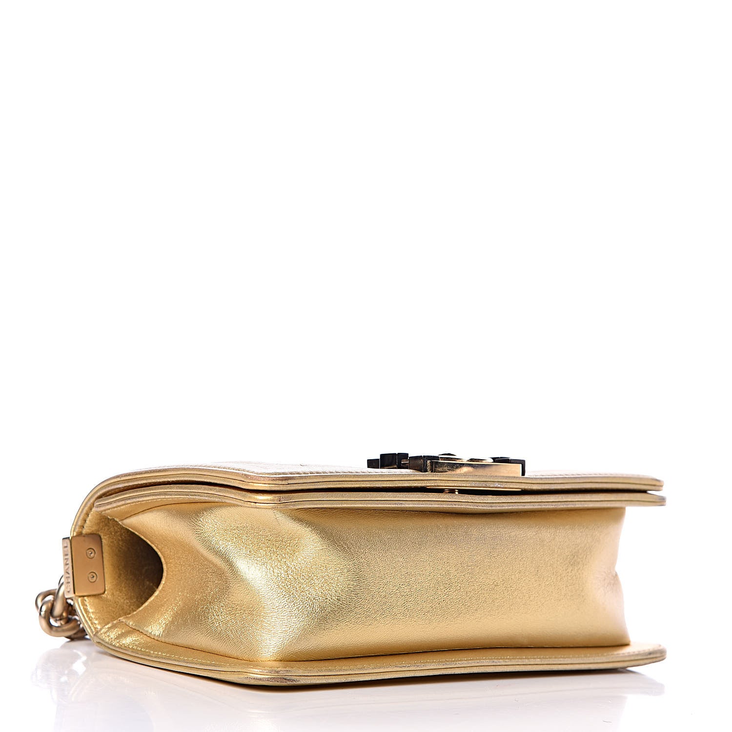 Chanel Metallic Lambskin Embossed Small Cube Boy Flap Gold 4 of 14