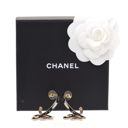 Chanel Enamel CC Drop Earrings Black Gold 5 of 5
