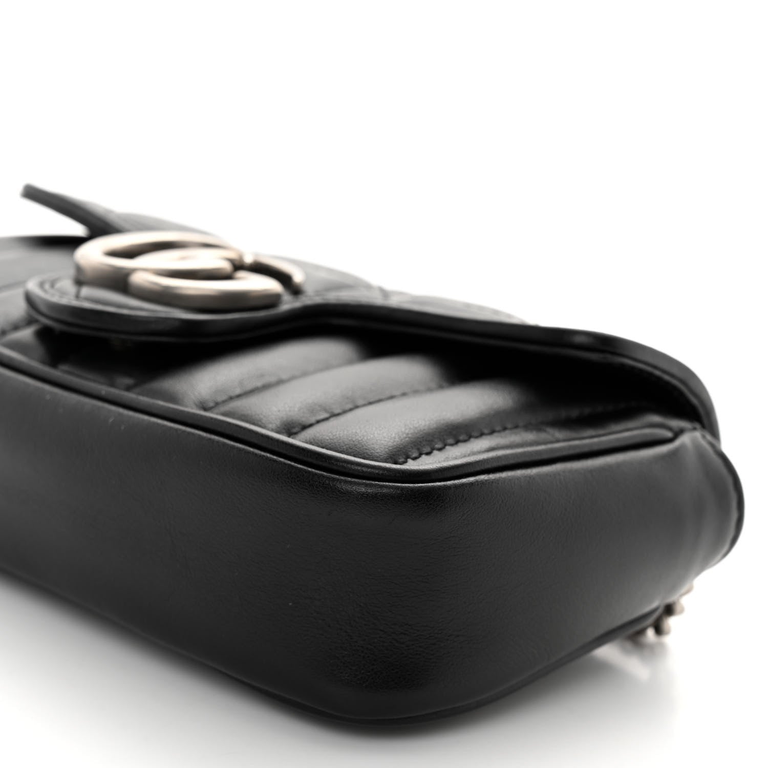 Gucci Calfskin Matelasse Aria Super Mini GG Marmont Shoulder Bag Black 10 of 10