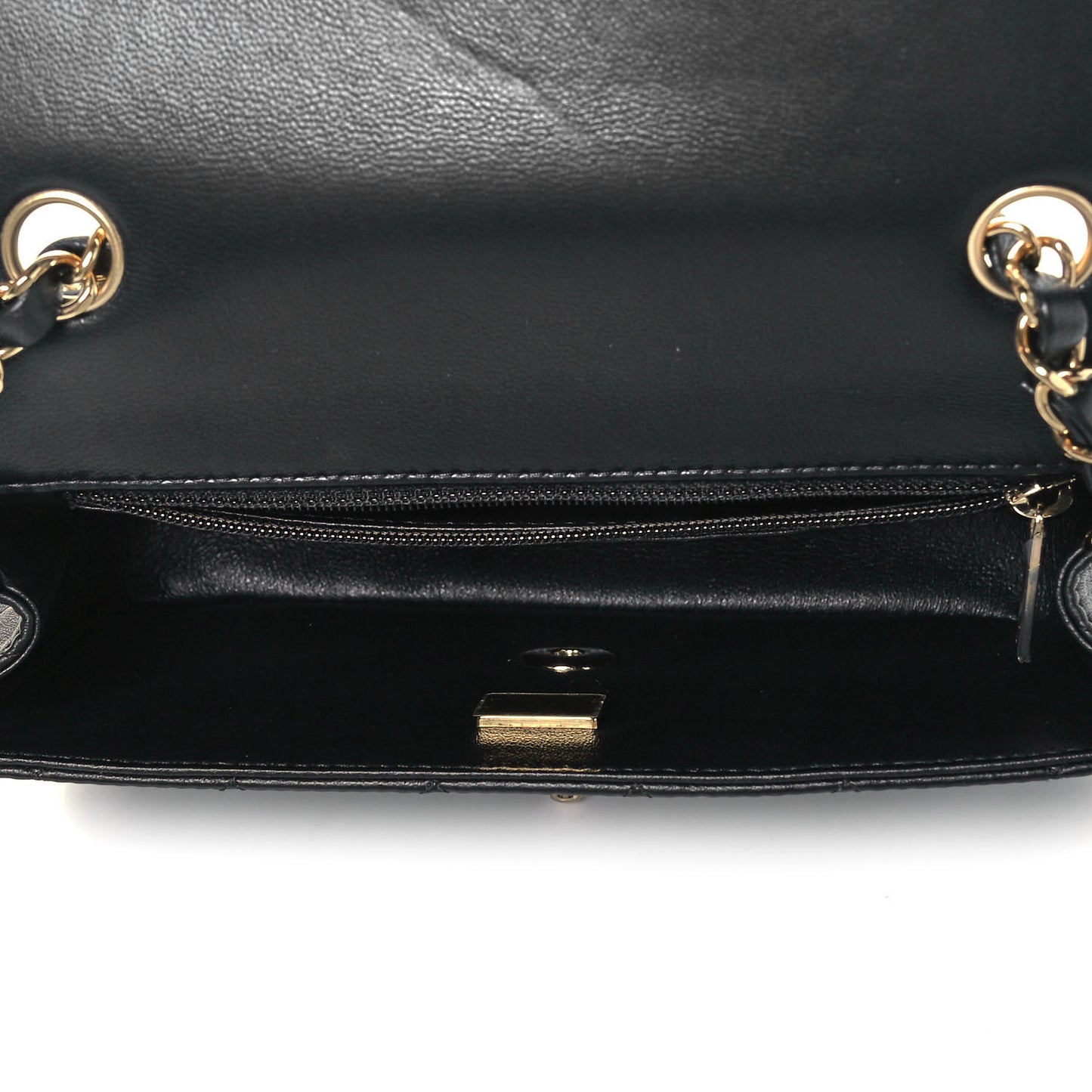 Lambskin Quilted Mini Rectangular Flap Black