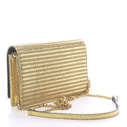Saint Laurent Metallic Goatskin Lambskin Classic Monogram Kate Tassel Chain Wallet Gold 3 of 10