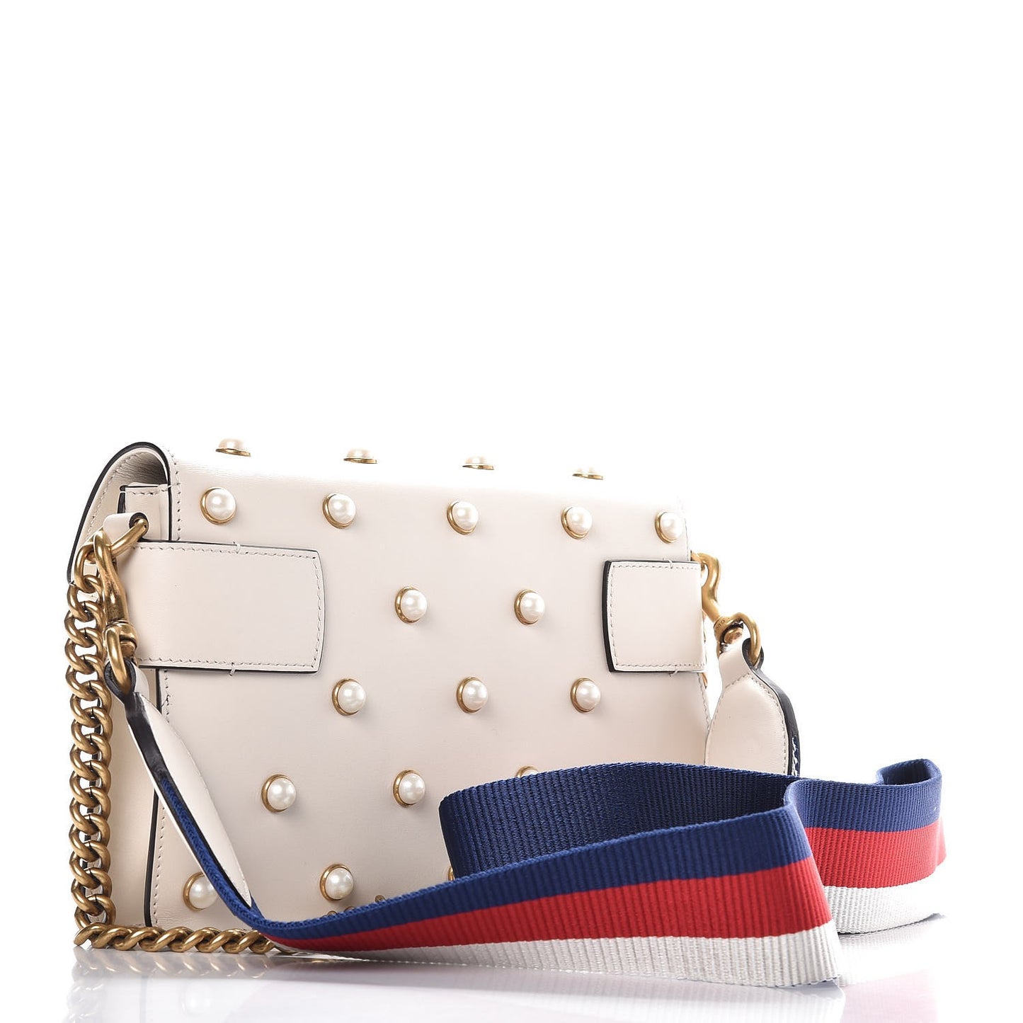 Nappa Pearl Studded Mini Queen Margaret Broadway Shoulder Bag Mystic White