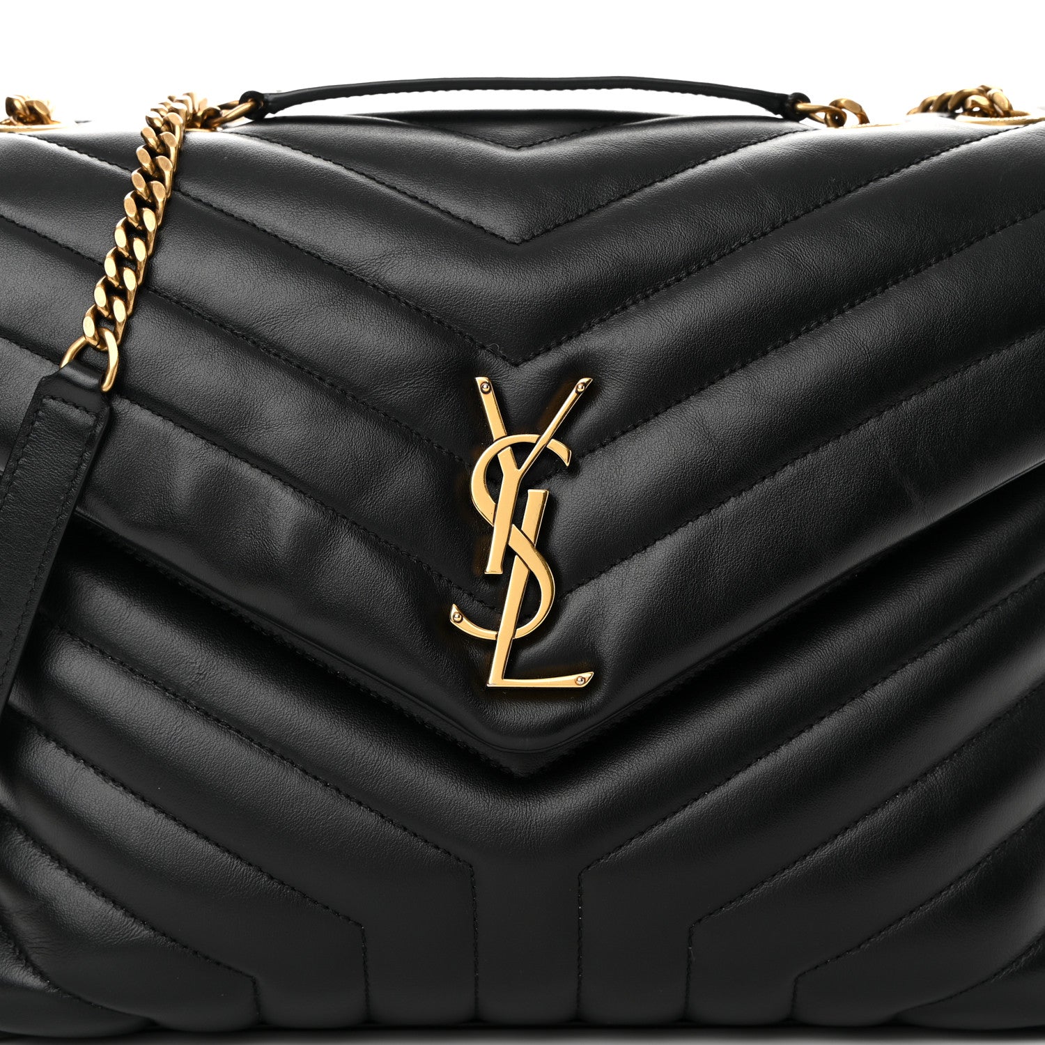Saint Laurent Calfskin Y Quilted Monogram Medium Loulou Chain Satchel Black 8 of 12