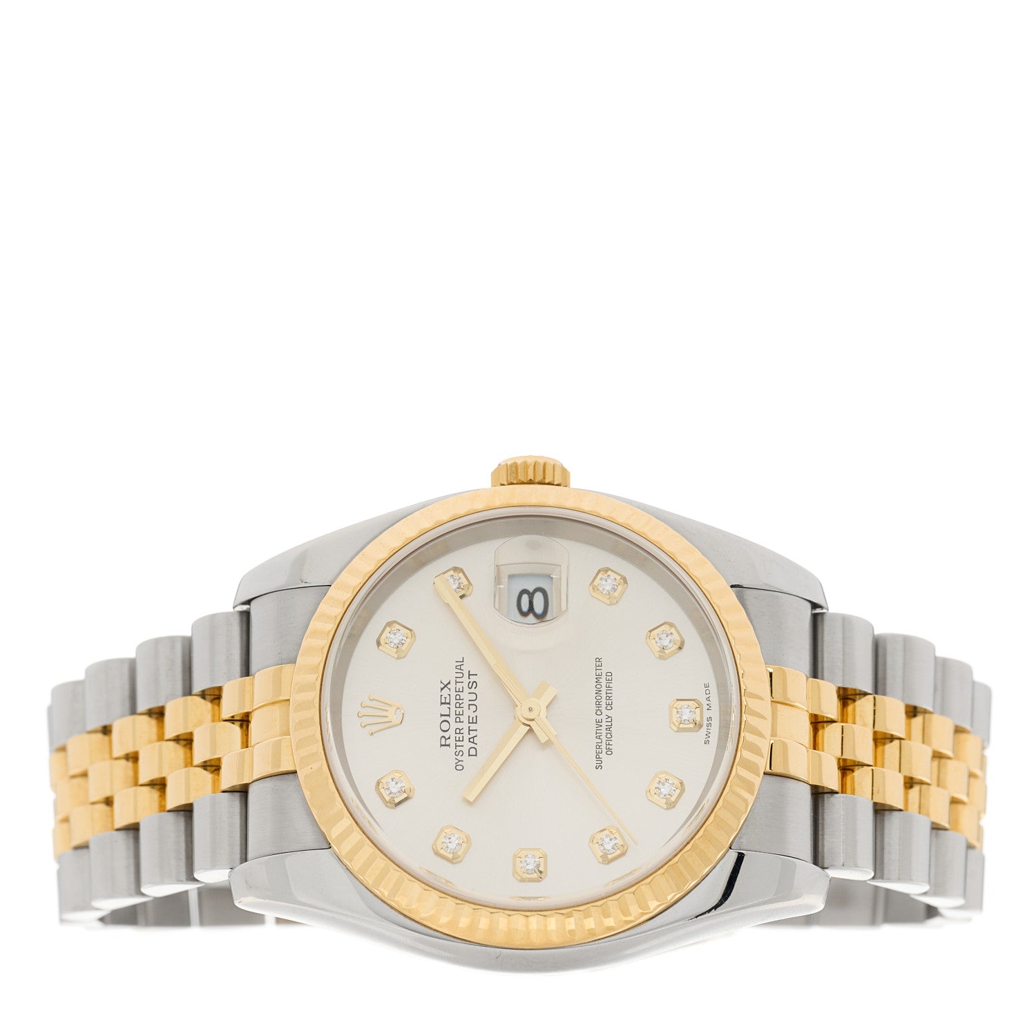 Rolex Stainless Steel 18K Yellow Gold Diamond 36mm Oyster Perpetual Datejust Watch Silver 116233 2 of 5