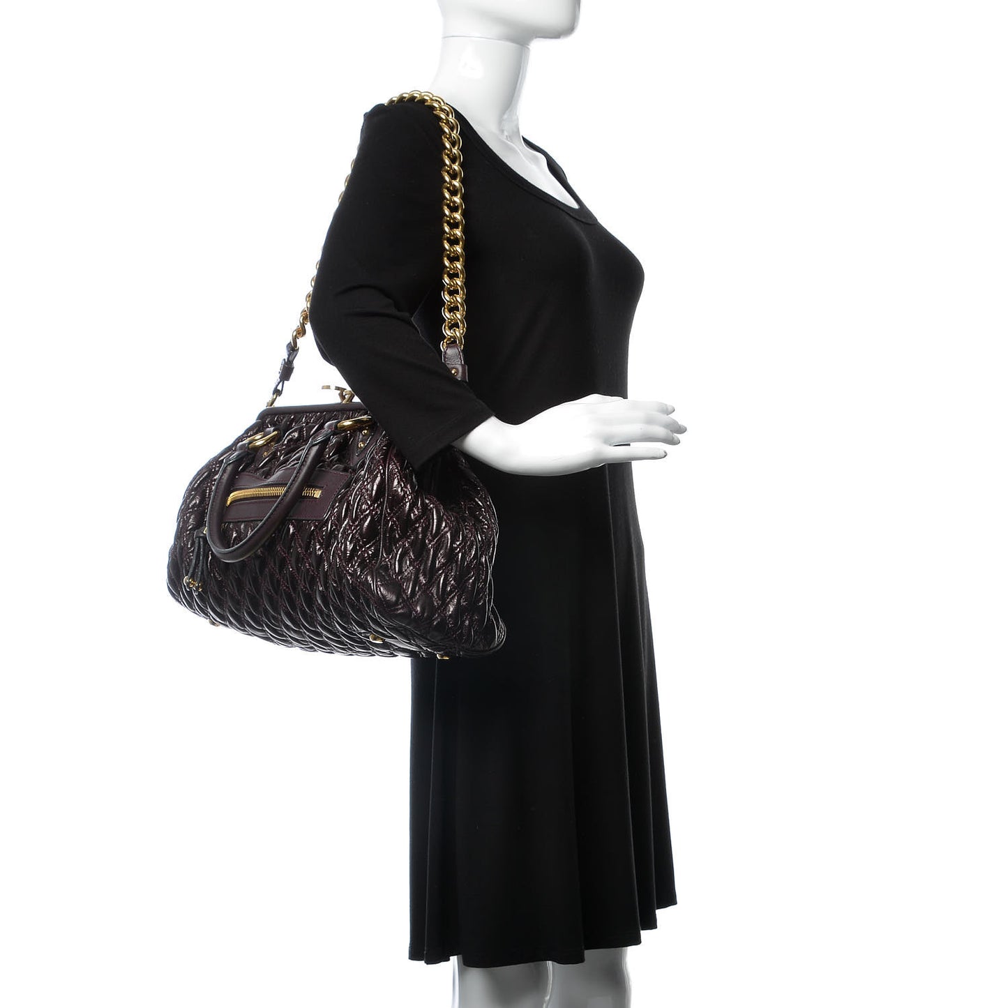 Calfskin Quilted Stam Plum