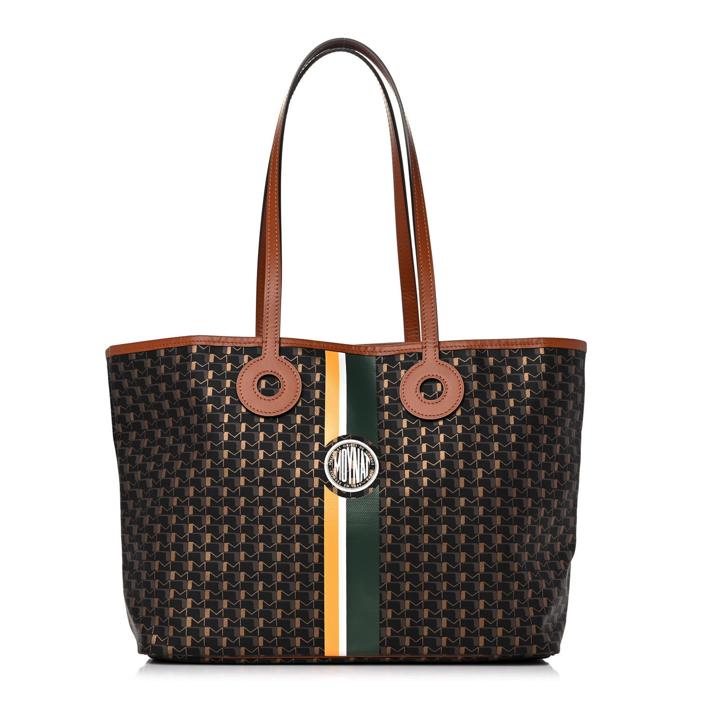 Grained Calfskin Canvas 1920 Oh! Tote Ruban MM Carbon Bronze Cognac