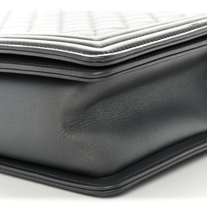 Chanel Metallic Calfskin Quilted New Medium Boy Flap Grey 18 of 19