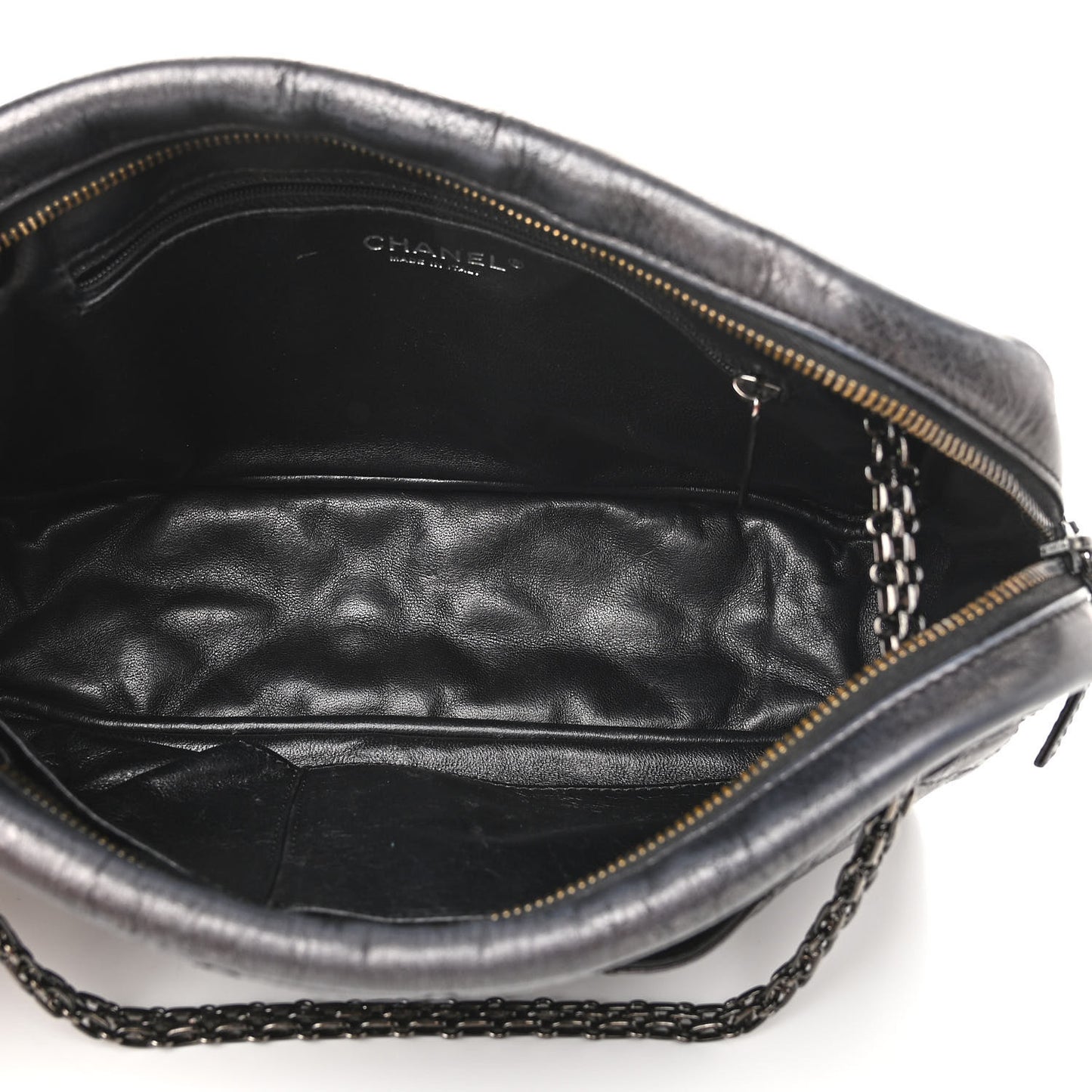 Metallic Aged Calfskin Quilted Medium Reissue Camera Case Black