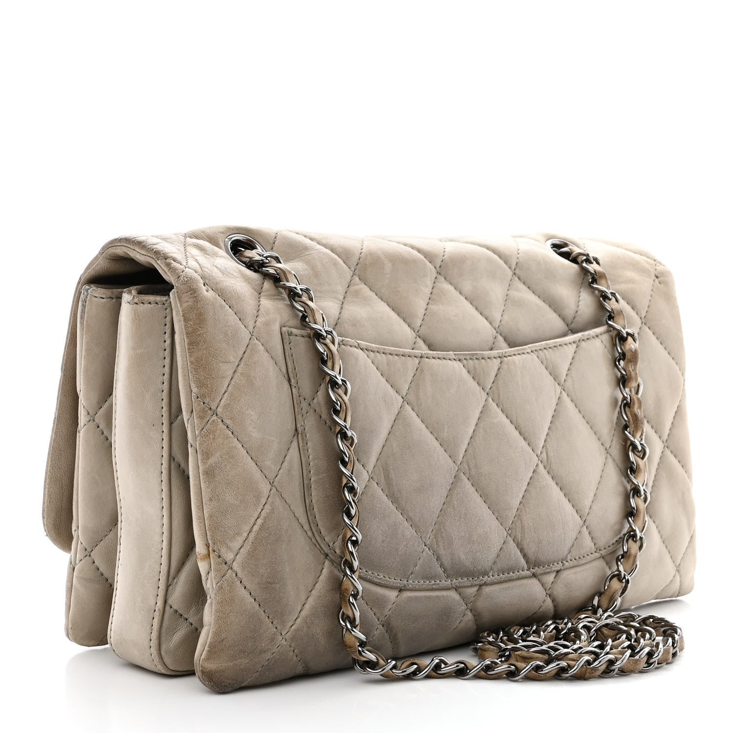 Chanel Lambskin Quilted Jumbo Chanel 3 Flap Light Grey 3 of 22