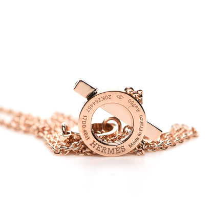Hermes 18K Rose Gold Diamond Finesse Pendant Necklace 4 of 5