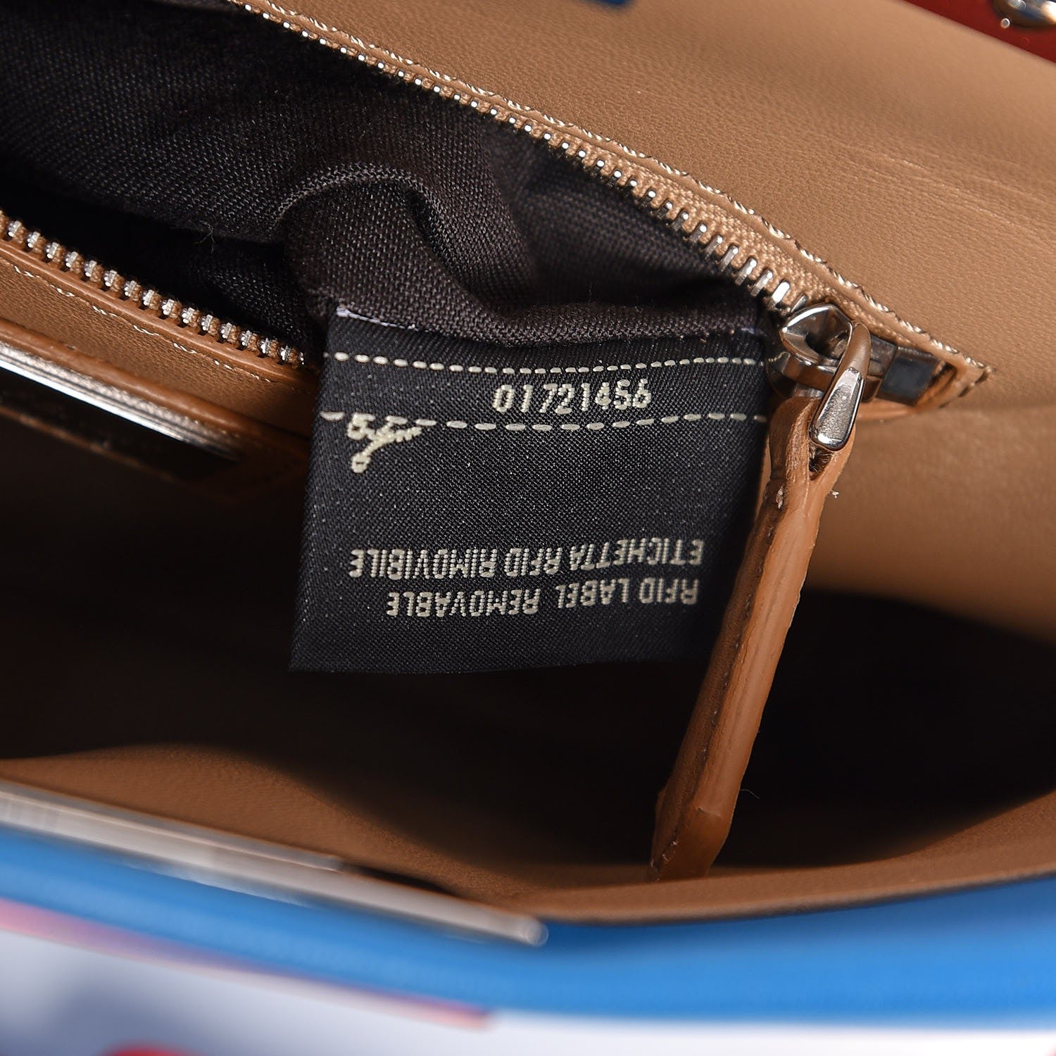 Fendi Nappa Colorblock Mini Peekaboo Iconic Satchel Blue Royal Papavero Cuoio 8 of 9