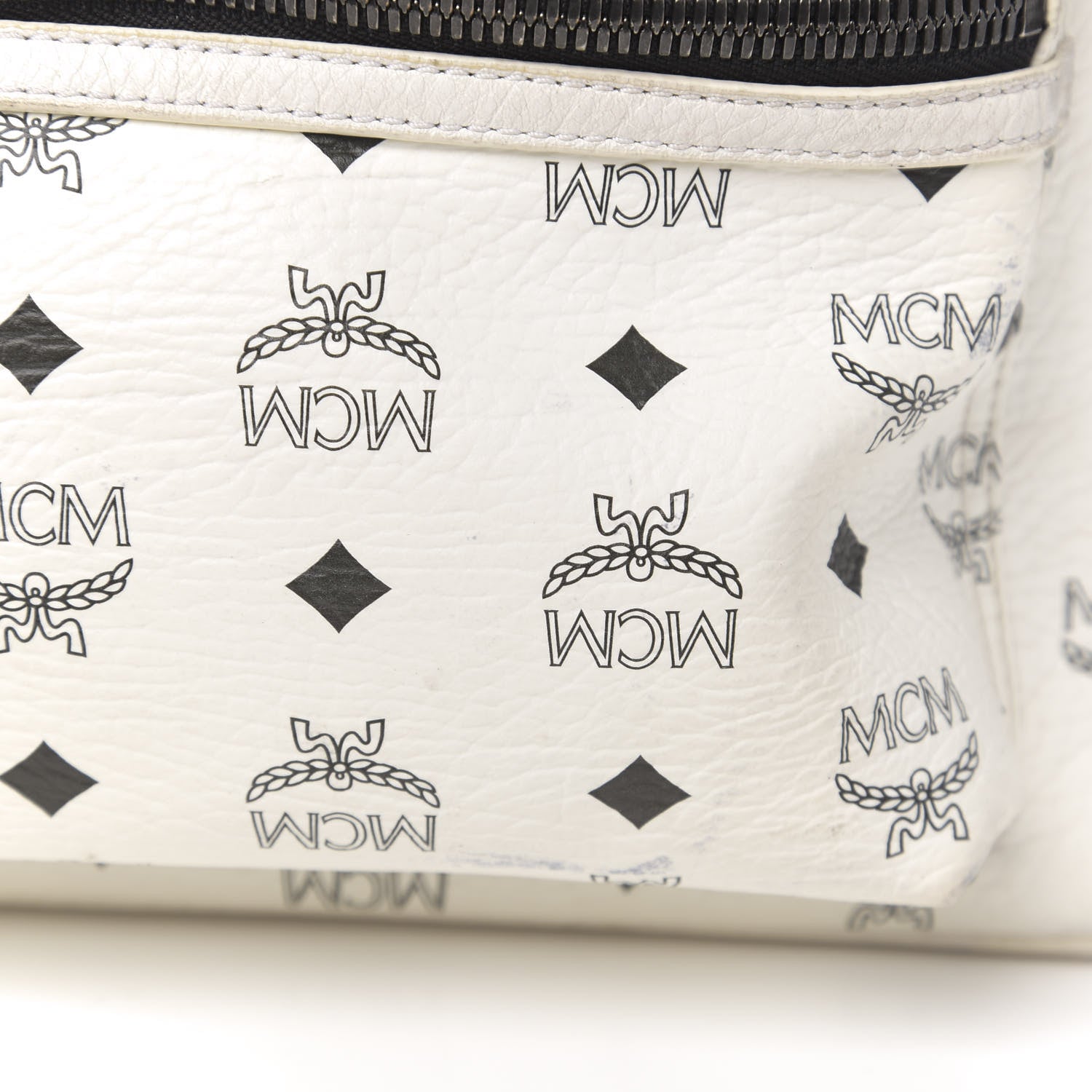 MCM Visetos Medium Side Studs Stark Backpack White 12 of 15