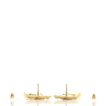 Chanel Resin Crystal CC Drop Earrings Gold Blue 3 of 5