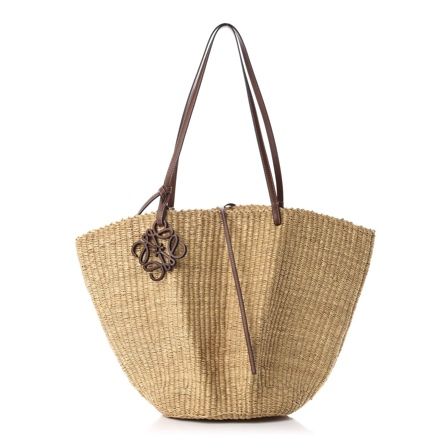 Loewe Raffia Calfskin Shell Tote Tan 1 of 10