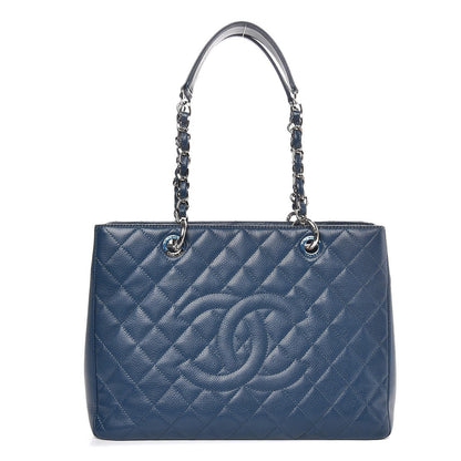 Chanel Caviar Quilted Grand Shopping Tote GST Dark Blue 1 of 11