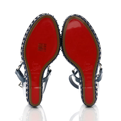 Christian Louboutin Patent Pyraclou 110 Wedge Sandals 41 Blue 6 of 10