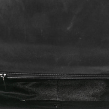 Chanel Lambskin Quilted Large Classic Twist Crescent Flap Black Burgundy 5 of 10