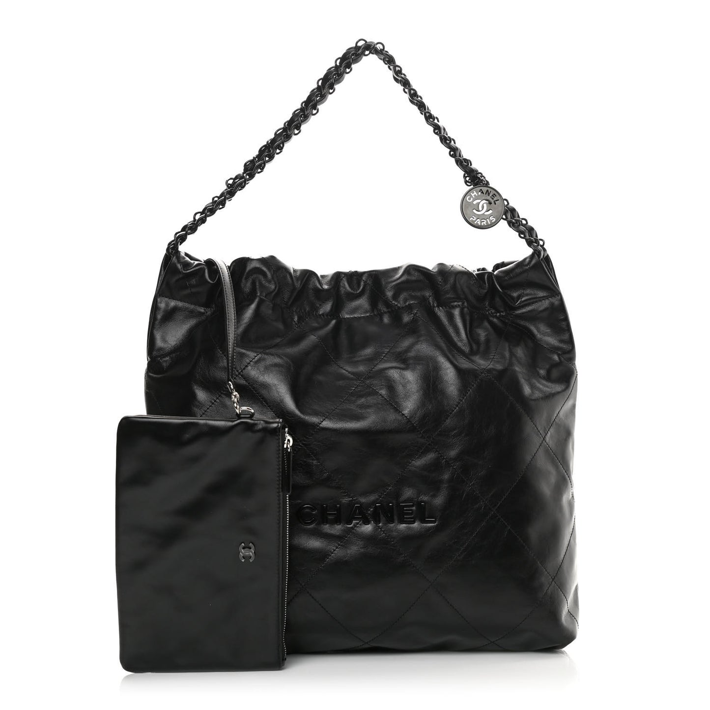 Shiny Calfskin Quilted Chanel 22 So Black