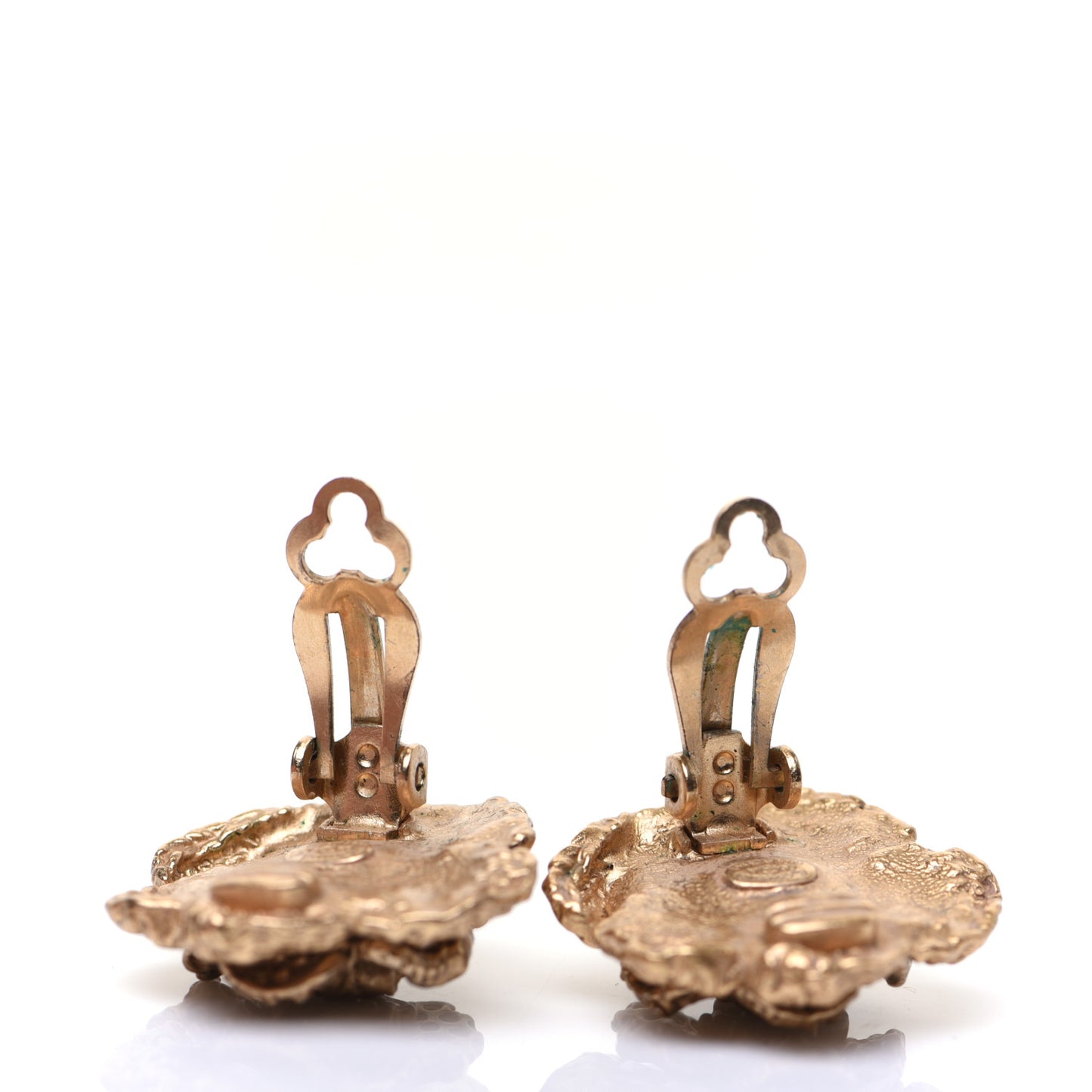 CC Flower Clip On Earrings Gold