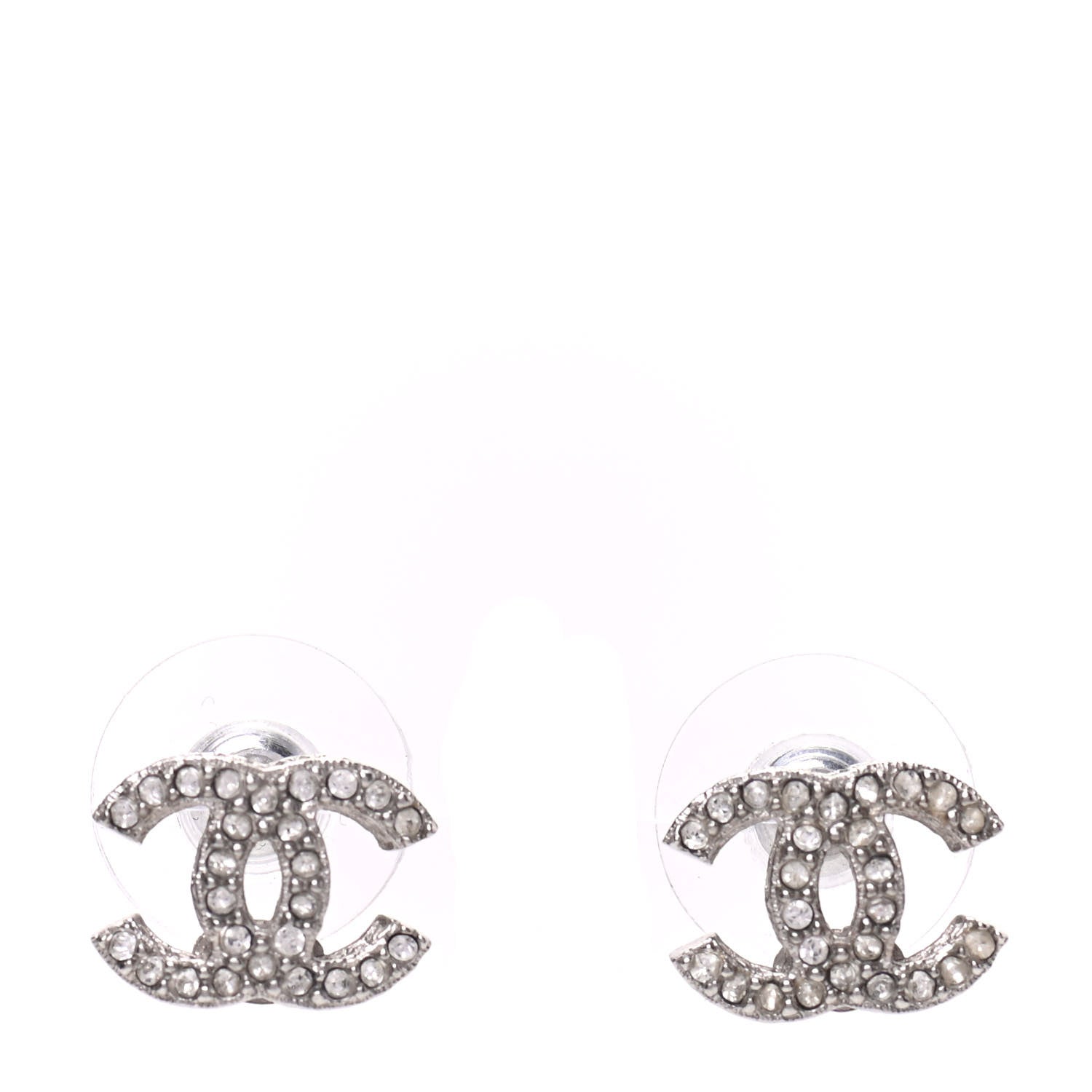 Chanel Crystal CC Earrings Silver 1 of 5