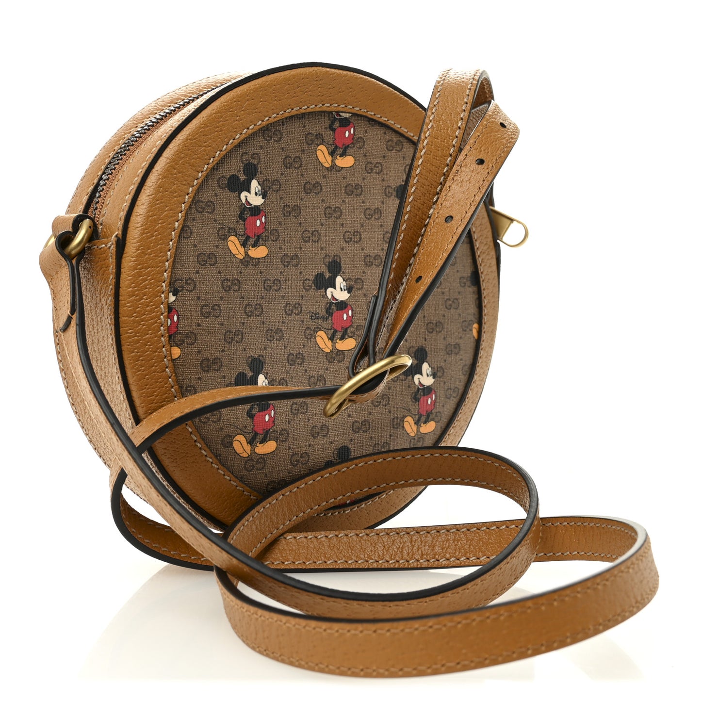 X DISNEY Mini Vintage GG Supreme Monogram Mickey Mouse Round Shoulder Bag Beige Vintage Sun Oil