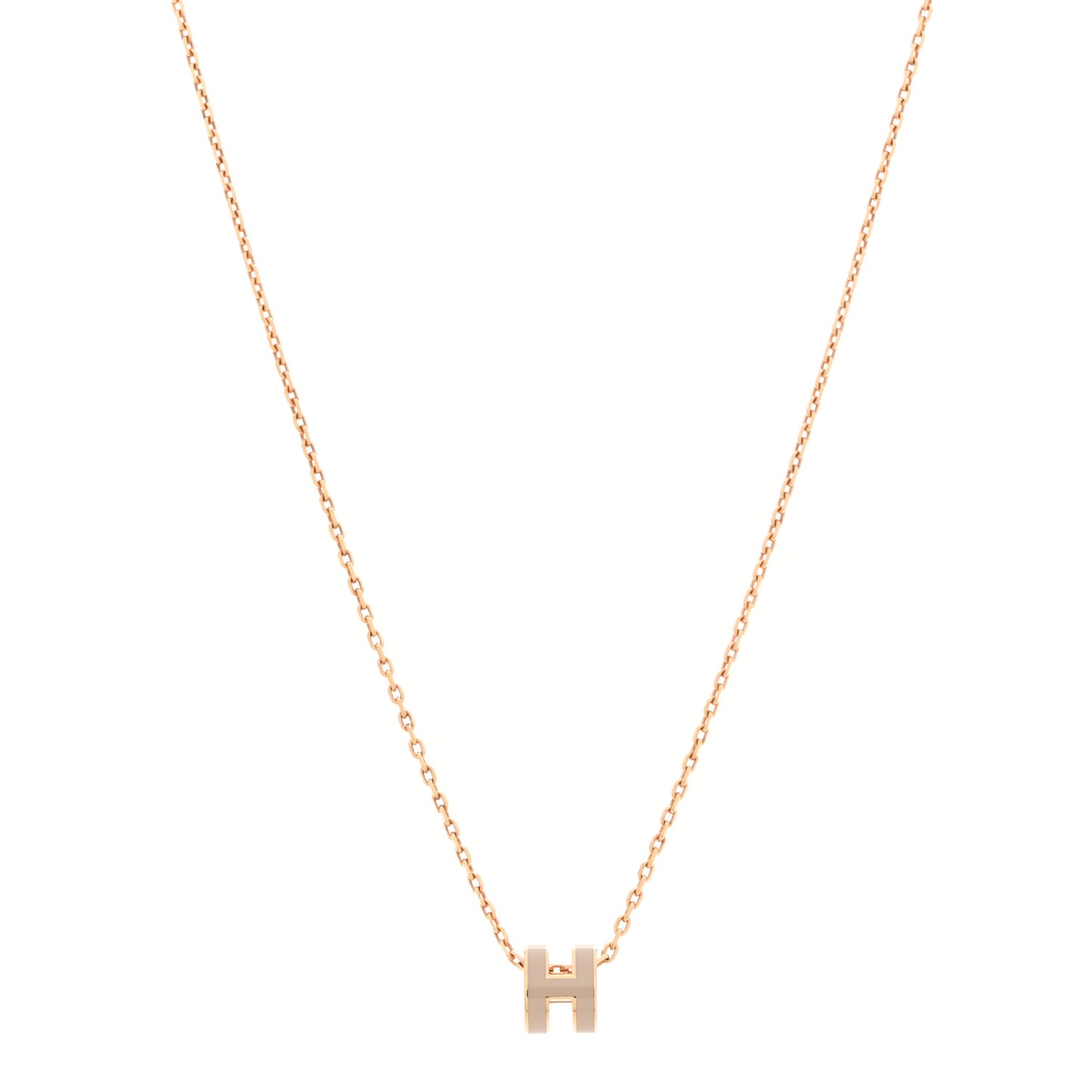 Lacquered Rose Gold Mini Pop H Pendant Necklace Marron Glace