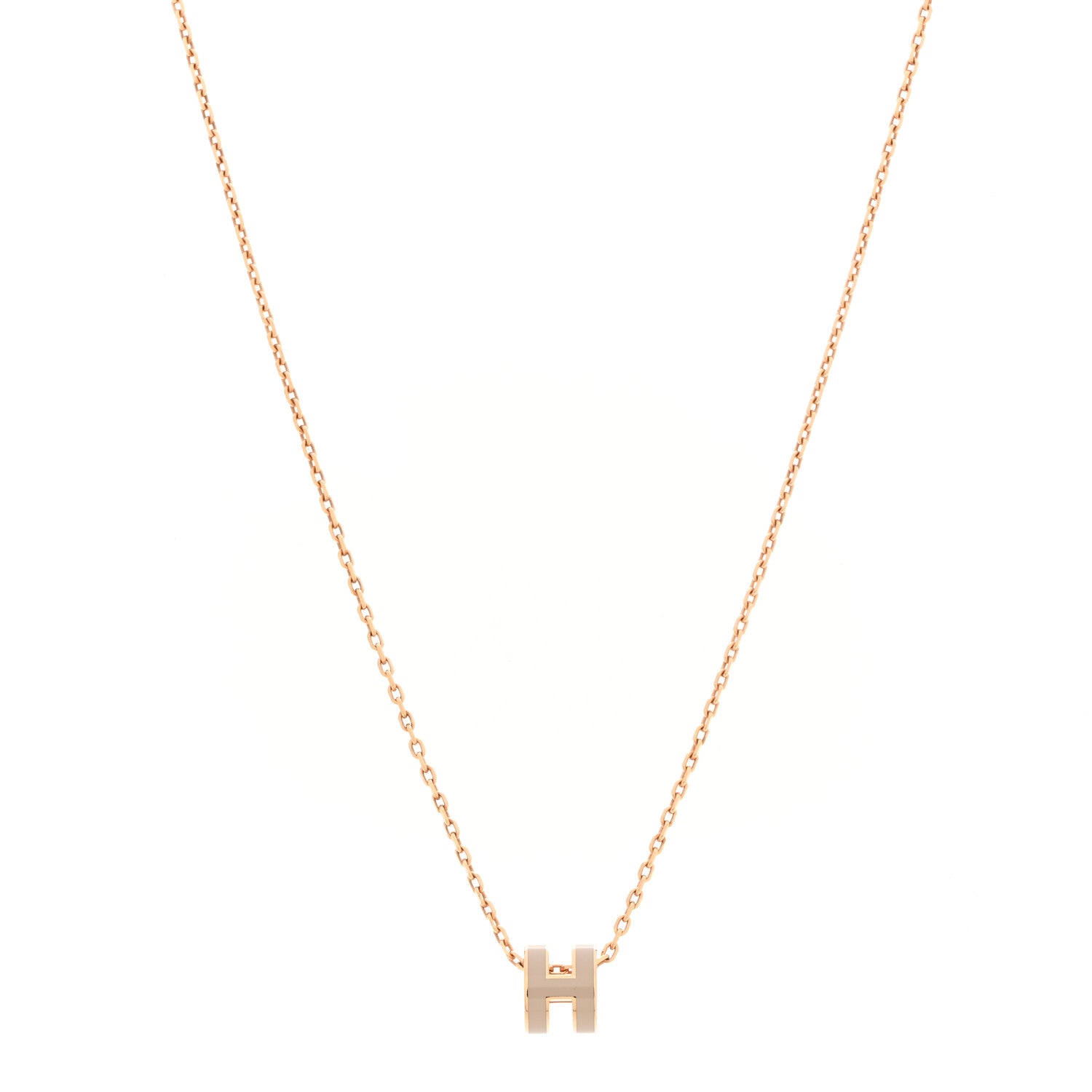 Hermes Lacquered Rose Gold Mini Pop H Pendant Necklace Marron Glace 1 of 7