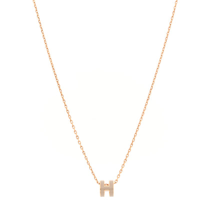 Hermes Lacquered Rose Gold Mini Pop H Pendant Necklace Marron Glace 1 of 7