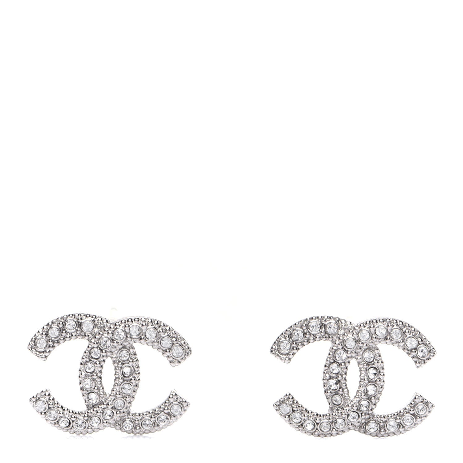 Chanel Crystal Mini Timeless CC Earrings Silver 1 of 6