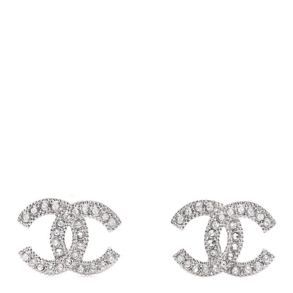 Chanel Crystal Mini Timeless CC Earrings Silver 1 of 6
