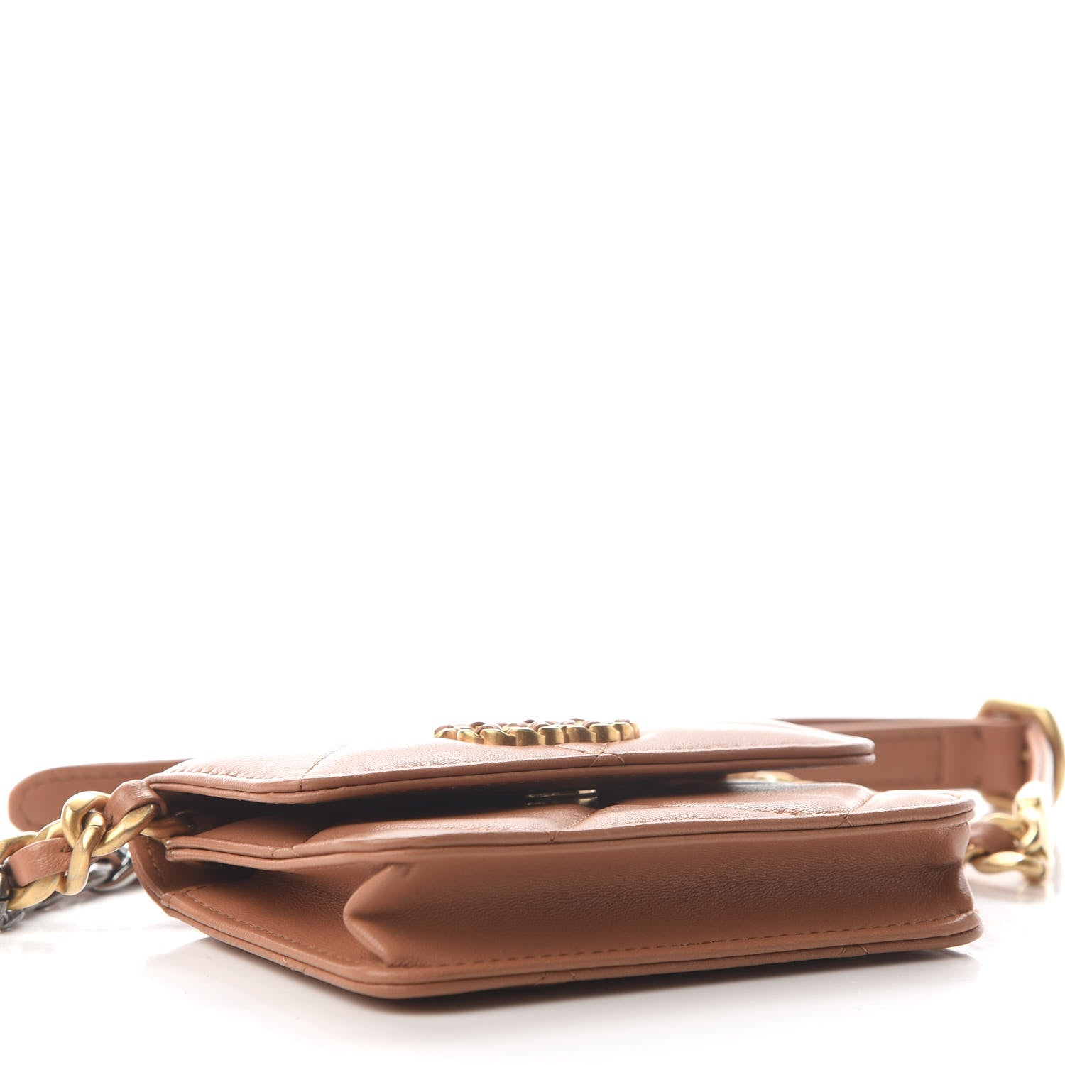 Chanel Lambskin Quilted Chanel 19 Flap Belt Bag Brown 3 of 8