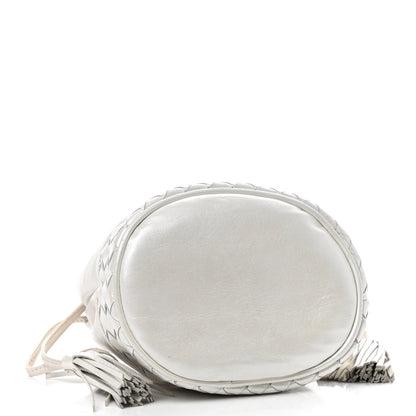 Bottega Veneta Nappa Intrecciato Drawstring Bucket Bag White 3 of 9