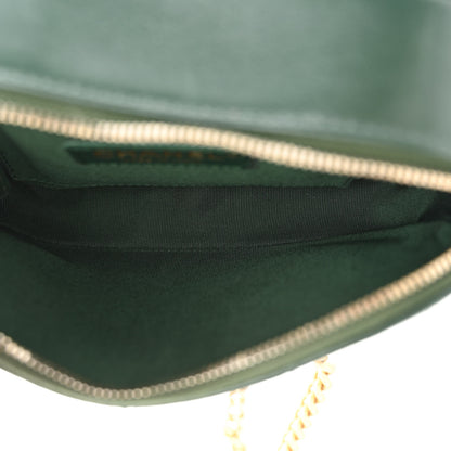 Chanel Calfskin Grosgrain Stitched Button Up Camera Case Green 5 of 12
