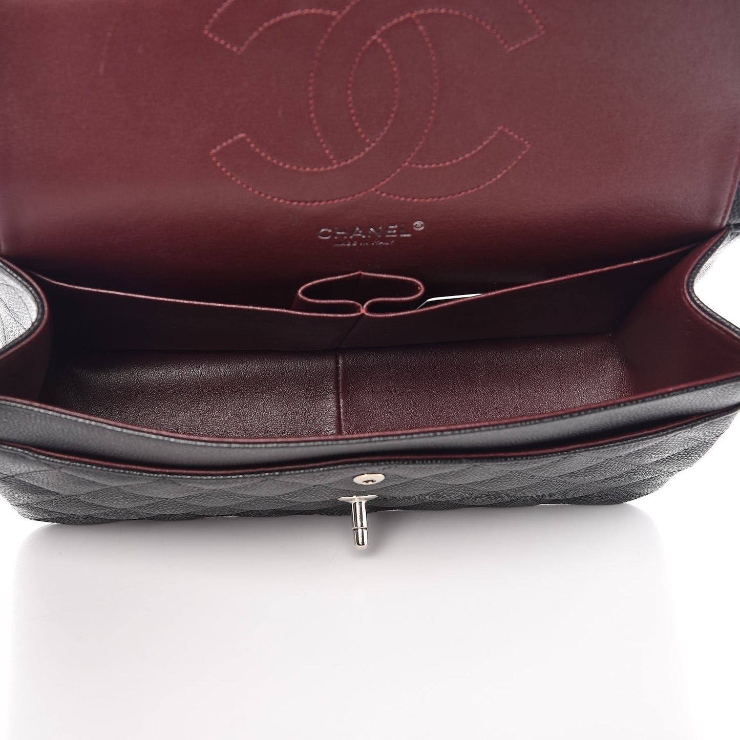 Caviar Quilted Jumbo Double Flap Black