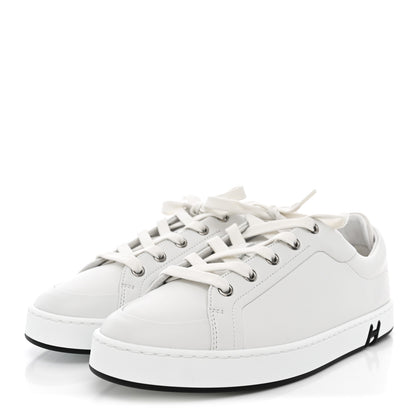 Hermes Calfskin Suede Goatskin Mens Kid Sneakers 37 White 4 of 9