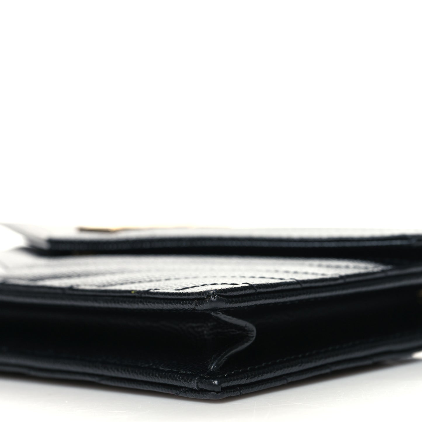 Grain De Poudre Matelasse Chevron Monogram Envelope Chain Wallet Black