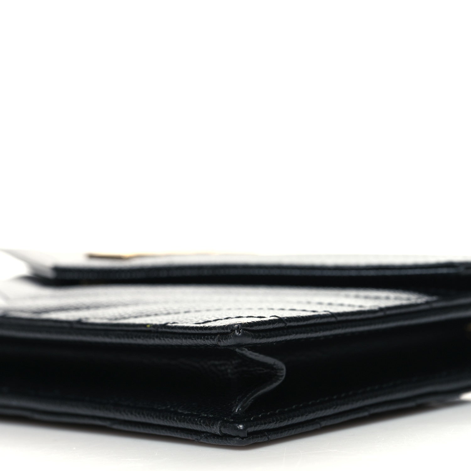 Saint Laurent Grain De Poudre Matelasse Chevron Monogram Envelope Chain Wallet Black 10 of 10