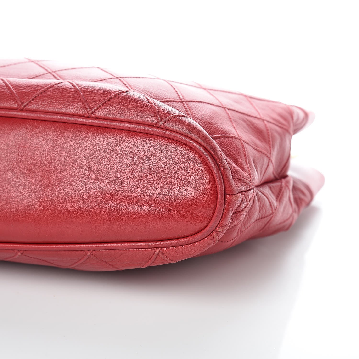 Chanel Lambskin Stitched Shopper Tote Red 10 of 16