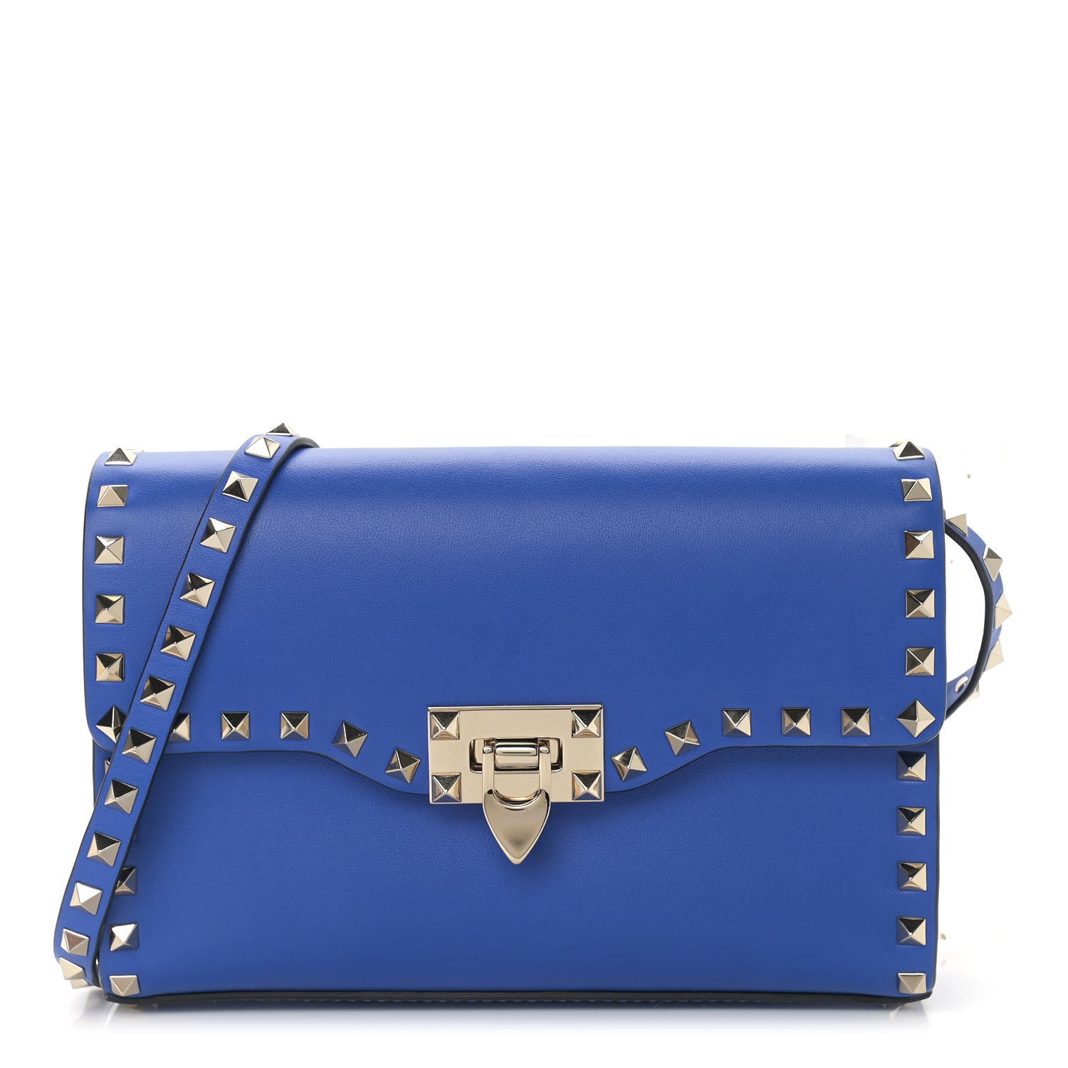 Valentino Garavani Vitello Medium Rockstud Flip Lock Crossbody Bag Acid Blue 1 of 11