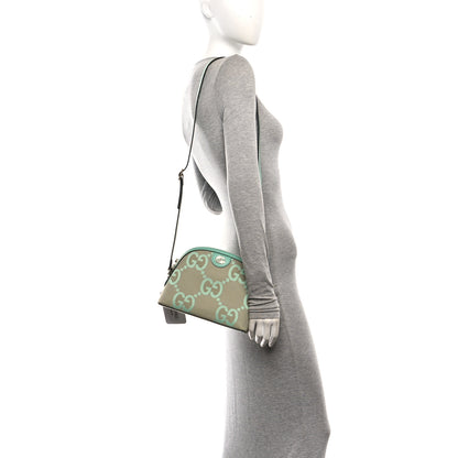 Gucci Monogram Jumbo GG Textured Dollar Calfskin Small Ophidia Dome Shoulder Bag Beige Pepperlight Mint 2 of 10