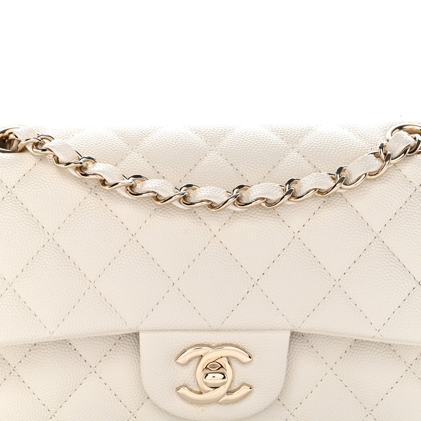 Caviar Quilted Small Double Flap White