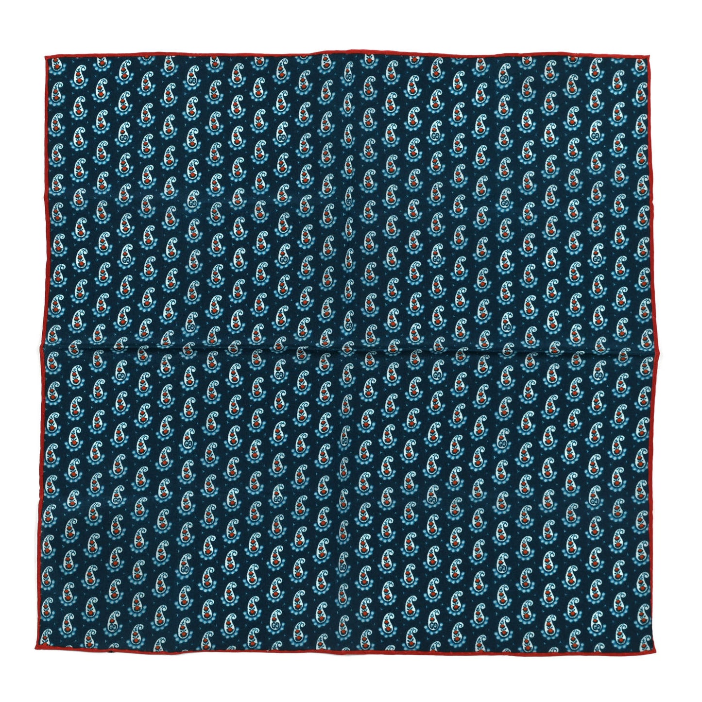 Silk Paisley Printed Pocket Square Blue